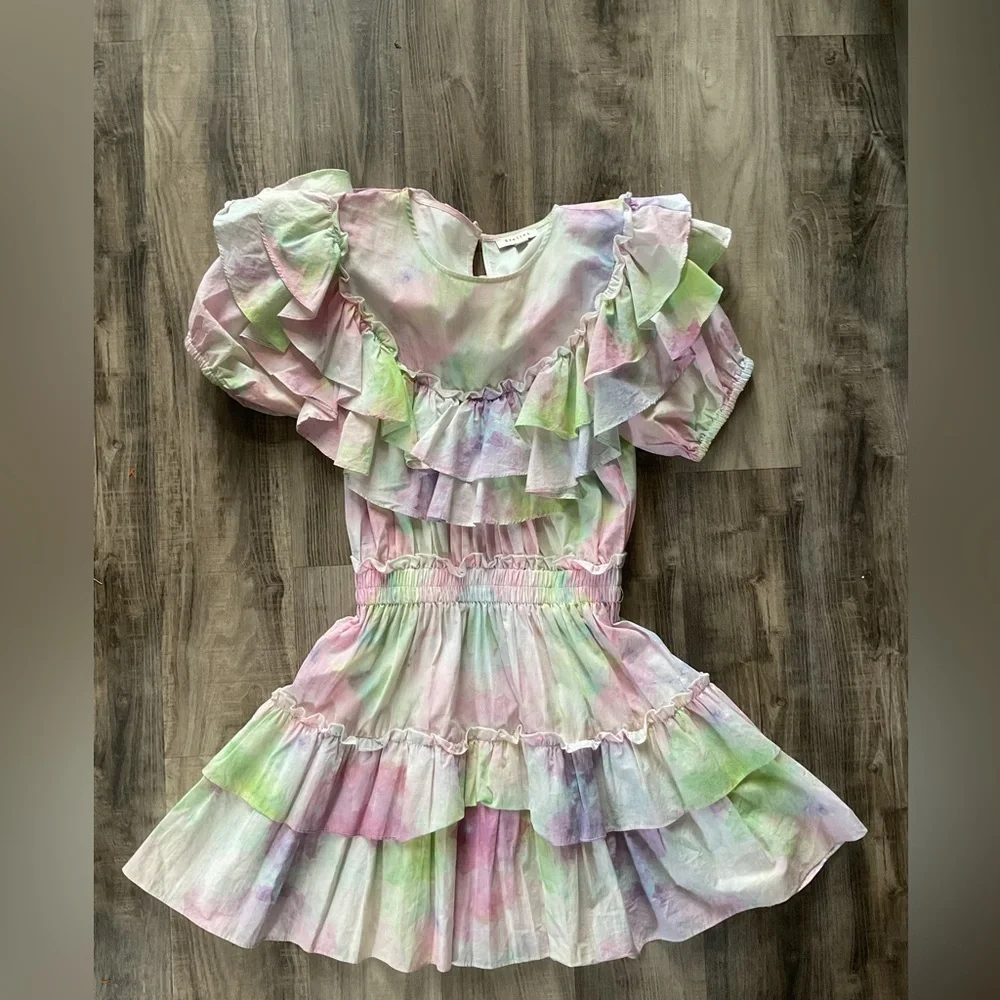 Stellah Watercolor Floral Ruffle cotton dress size S - Picture 3 of 8